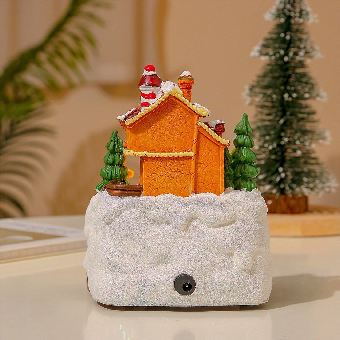 Rotating Luminous Christmas Creative Ornaments Decorations Music Train Snow House Gift