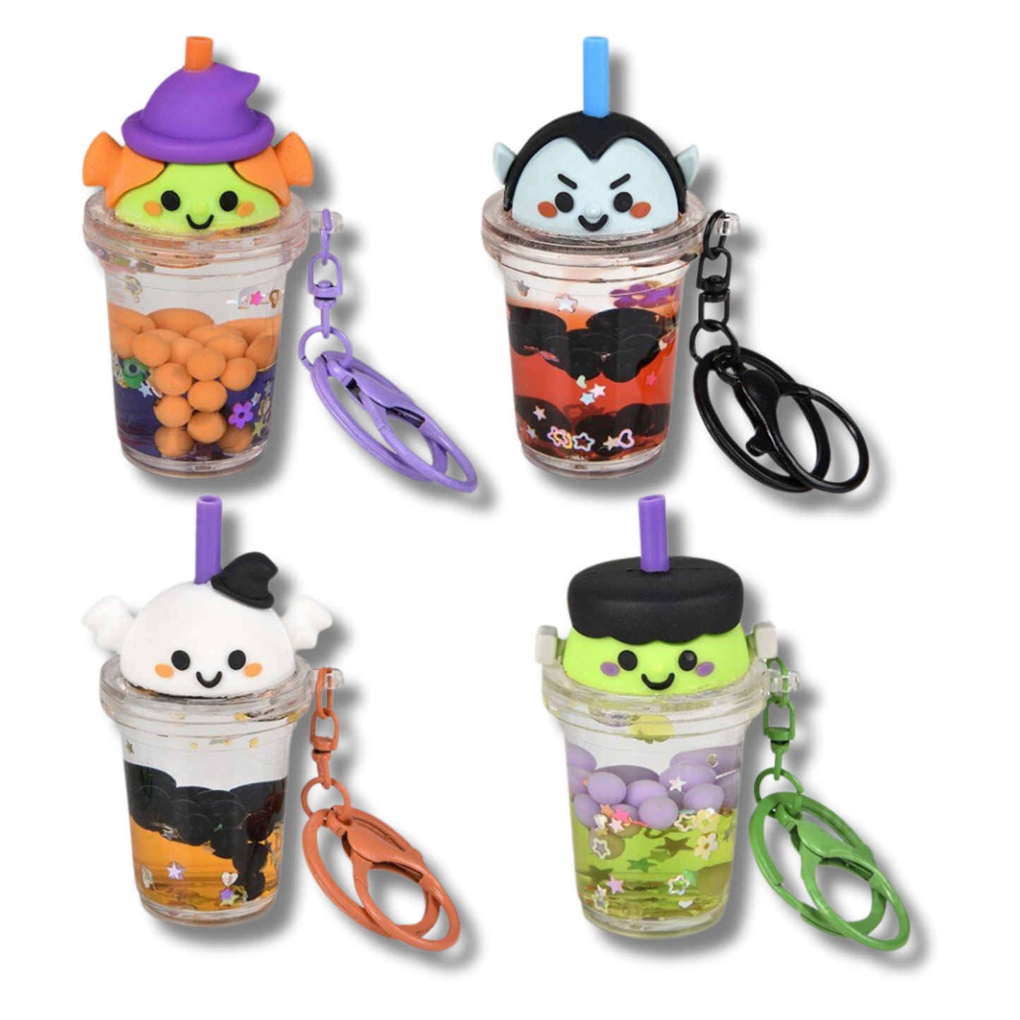 Bubble Tea Fidget Kids Play Halloween Keychain - Assorted