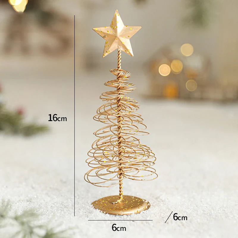 Christmas Decorations Creative Mini Iron Christmas Tree Desktop Crafts Ornaments Nordic Christmas Party Scene Props Home Decor